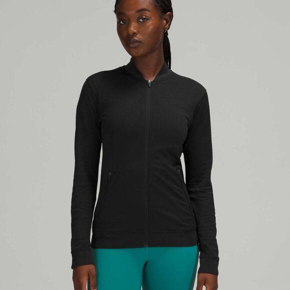 Lululemon Black Seamless Sweat Wicking Training Jacket Size 12 - Picture 1 of 9